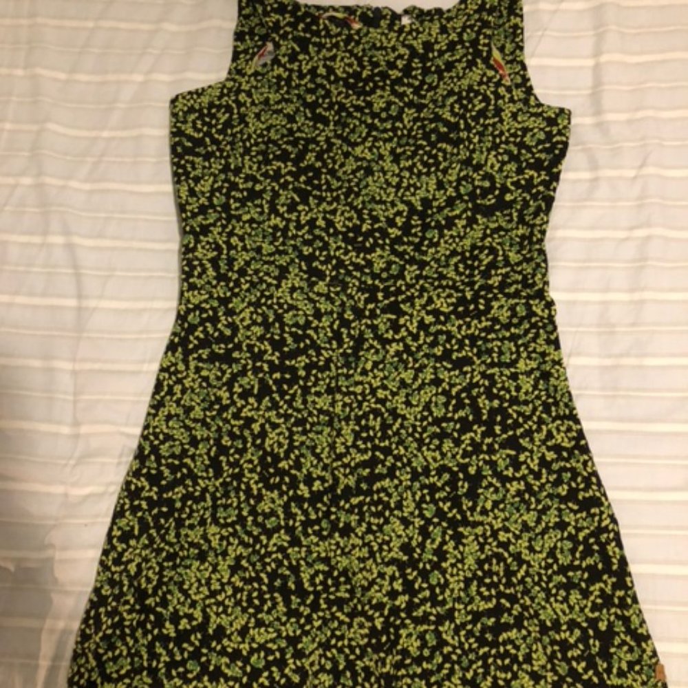 Asymmetrical Ginkgo Leaf-Print Minidress